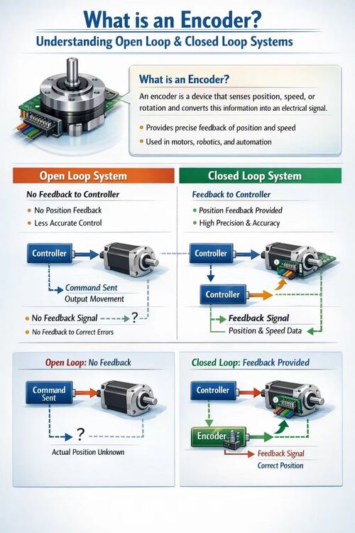 บล็อกบริษัทล่าสุดเกี่ยวกับ เครื่อง Encoder คืออะไร? มีหน้าที่อะไร? การควบคุมแบบเปิดวงจรและปิดวงจรควรเข้าใจอย่างไร?