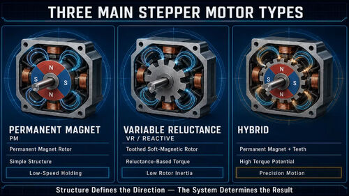 บล็อกบริษัทล่าสุดเกี่ยวกับ Three Main Stepper Motor Types: differences between permanent magnet, variable reluctance and hybrid types