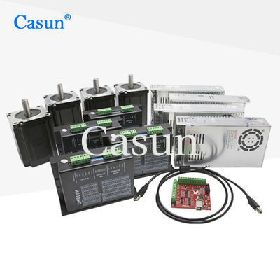 Nema 23 CNC Kits 4 แกน 12N.M Stepper Motor Driver แหล่งจ่ายไฟ Mach3 สำหรับเครื่อง CNC